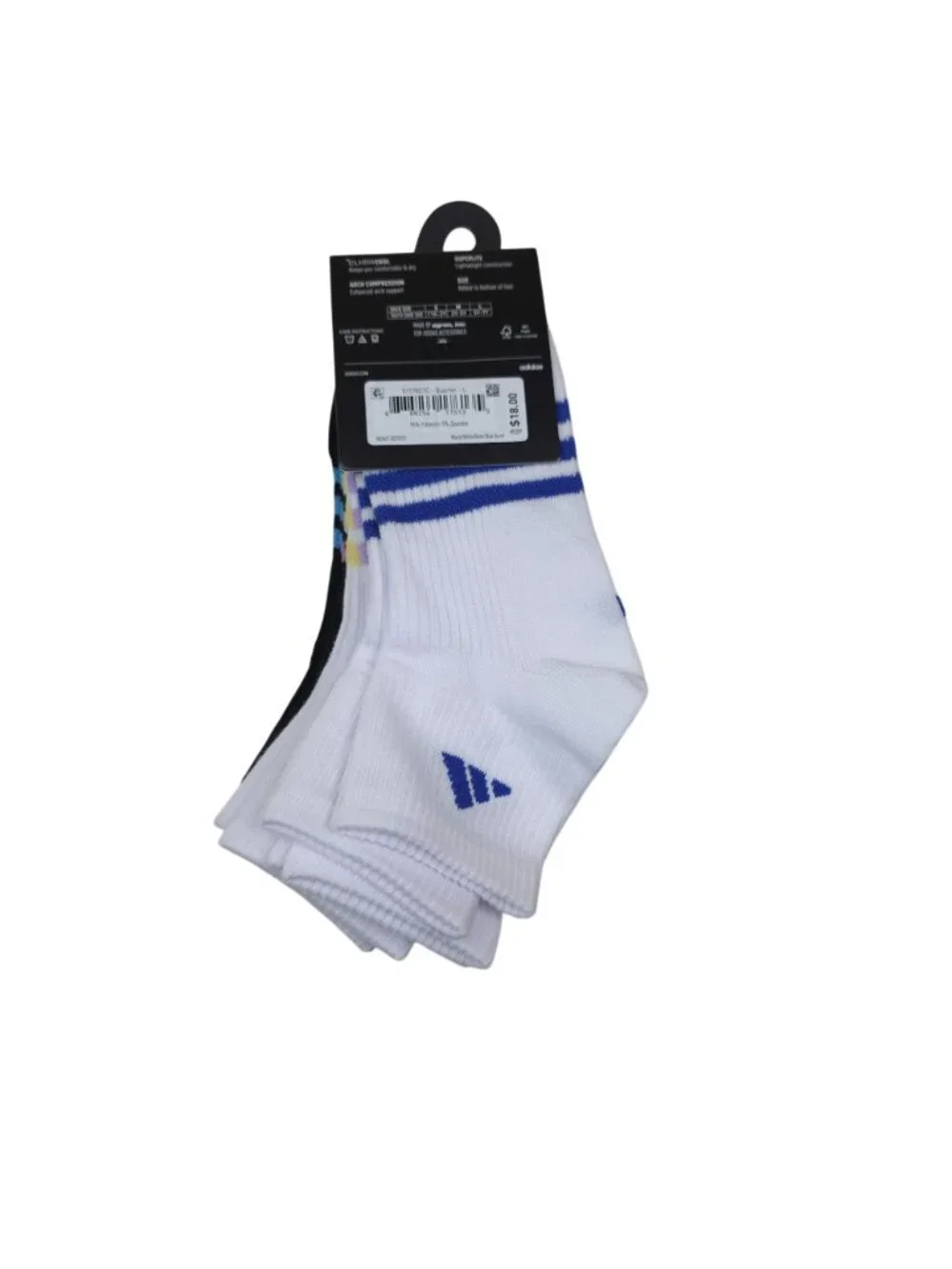 Adidas Girls Superlite Climalite Arch Compression Quarter Socks 6-Pack L (5Y-7Y)